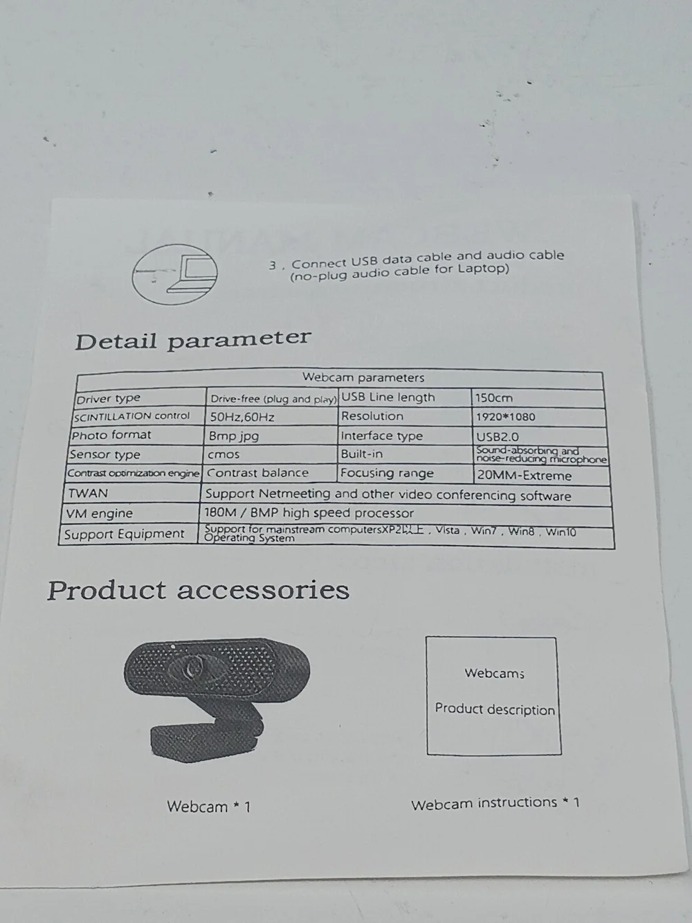 USB Webcam with Built-in Microphone - Black